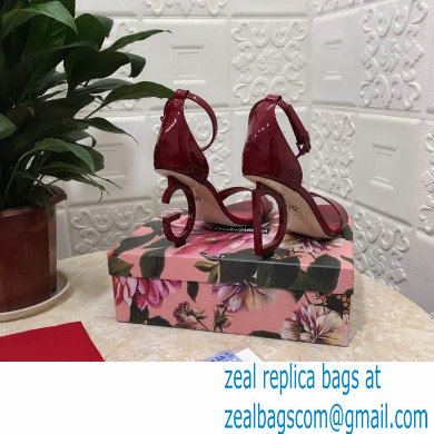 Dolce  &  Gabbana Heel 10.5cm Leather Sandals Patent Burgundy with D & G Heel 2021